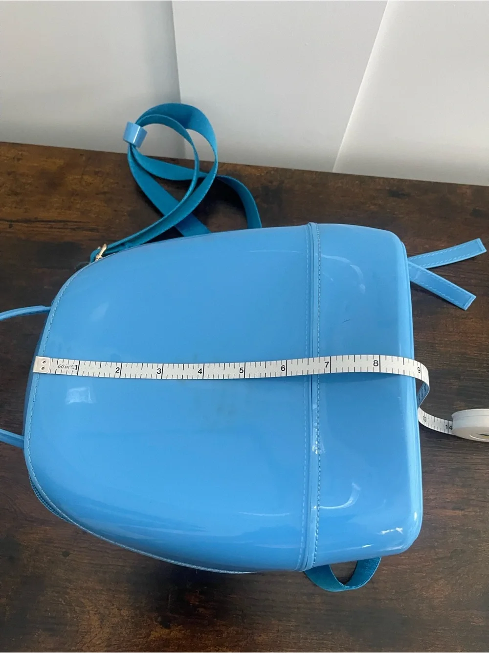 Blue Patent Mini Backpack Tote